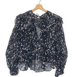 Midnight Blue MIA Georgette Fil coupé Silk-blend Long Sleeves Blouse / ISABEL MARANT - Size 36