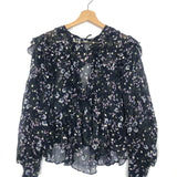 Midnight Blue MIA Georgette Fil coupé Silk-blend Long Sleeves Blouse / ISABEL MARANT - Size 36