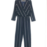 Midnight Blue PANTI Striped Jacquard Jumpsuit / MAJE - Size 36