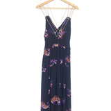 Midnight Blue Printed Backless Double Straps Midi Dress / SESSUN - Size S