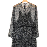 Midnight Blue SOCIETY Pattern Ruffled Mini Dress / IRO - Size 34