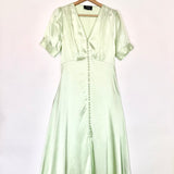 Mint Green Buttoned Satinated Midi Dress / THE KOOPLES - Size 1