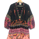 Multicolor Mixed Patchwork Long Sleeves Mini Dress / FARM RIO - Size M