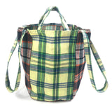 Multicolor Madras Plaid Green Cotton easy Bag / AMIACALVA - Size M