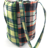 Multicolor Madras Plaid Green Cotton easy Bag / AMIACALVA - Size M
