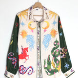 Multicolor Astro Pattern Long Sleeves Loose Shirt / LIKEMYCHOICE - Size M