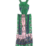 Multicolor Bandana Print Cutout Halter Neck Maxi Dress / FARM RIO - Size S