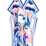Multicolor Blue Silk Jersey Kaftan Maxi Dress / EMILIO PUCCI - Size IT 44