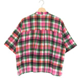 Multicolor Checked Short Sleeves Cotton Blouse / MII EN FORET - Size S