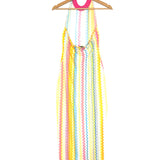 Multicolor Chevron Print Open Back Halterneck Cover-up Dress / MISSONI - Size 38