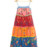 Multicolor Colorblocked Embroidered Midi Dress / FARM RIO - Size S