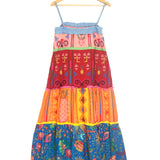 Multicolor Colorblocked Embroidered Midi Dress / FARM RIO - Size S