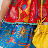 Multicolor Color blocking Embroidered Mini Dress / FARM RIO - Size M