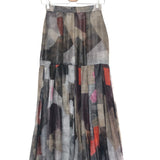 Multicolor Cotton Veil Front Zip Pleated Maxi Skirt / FENDI - Size 36