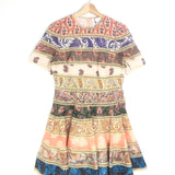 Multicolor DEVI Gathered Linen Spliced Mini Dress / ZIMMERMANN - Size 2