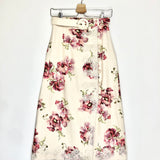 Multicolor Floral Print Lace-trimmed Linen Midi Skirt / ZIMMERMANN - Size 1