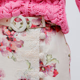 Multicolor Floral Print Lace-trimmed Linen Midi Skirt / ZIMMERMANN - Size 1