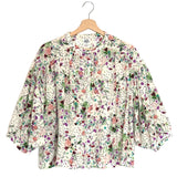 Multicolor Floral Print Silk Balloon Sleeves Blouse / SUZIE WINKLE - Size S
