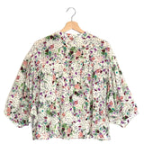 Multicolor Floral Print Silk Balloon Sleeves Blouse / SUZIE WINKLE - Size S