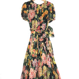 Multicolor Floral Print Silk Chiffon Midi Dress / DOLCE & GABBANA - Size IT 44
