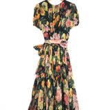 Multicolor Floral Print Silk Chiffon Midi Dress / DOLCE & GABBANA - Size IT 44