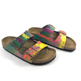 Multicolor Hand Painted Crazy Sunset Sandals / GIO X CARAVANA BIRKENSTOCK - Size 37