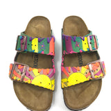 Multicolor Hand Painted Crazy Sunset Sandals / GIO X CARAVANA BIRKENSTOCK - Size 37