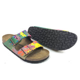 Multicolor Hand Painted Crazy Sunset Sandals / GIO X CARAVANA BIRKENSTOCK - Size 37