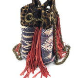 Multicolor Kilim with lred Leather Fringe Bucket Bag / DELPHINE DELAFON