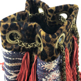 Multicolor Kilim with lred Leather Fringe Bucket Bag / DELPHINE DELAFON