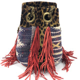 Multicolor Kilim with lred Leather Fringe Bucket Bag / DELPHINE DELAFON