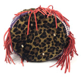 Multicolor Kilim with lred Leather Fringe Bucket Bag / DELPHINE DELAFON