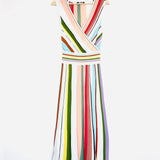 Multicolor Metallic-striped V-neck Knitted Midi Dress / MISSONI - Size 38