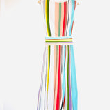 Multicolor Metallic-striped V-neck Knitted Midi Dress / MISSONI - Size 38