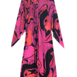 Multicolor Orchidee Abstract Print Cotton Long Sleeves Kaftan / PUCCI - One Size
