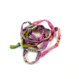 Multicolor Pink Rainbow Sari Link Necklace / VICTORIA LEIVISSA