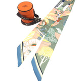 Multicolor PRECIOUS PARADISE Silk Twilly Scarf DEsigned by Katie Scott / HERMES - Size 5 x 86 cm