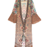 Multicolor Print Belted Kaftan Beach Dress / BHANUNI BY JYOTI - Size UK 6