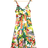 Multicolor Print Linen Blend Tiered Belted Maxi Dress / FARM RIO - Size M