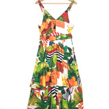 Multicolor Print Linen Blend Tiered Belted Maxi Dress / FARM RIO - Size M