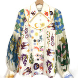 Multicolor Print LOU Linen Baggy Sleeves Shirt / ALEMAIS - Size US 6