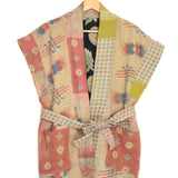 Multicolor Printed Reversible Khanta Belted Vest Jacket / BE MY VALENTINE - One Size