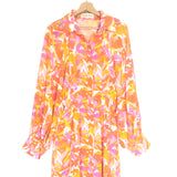 Multicolor Printed Silk Long Sleeves Buttoned Dress / HANANE HOTAIT - Size 36