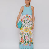 Multicolor Racer Floral Placed-print Sleeveless Maxi Dress / LA DOUBLE J - Size M