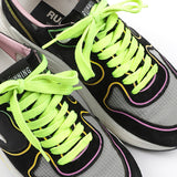 Multicolor Sneakers with Star Patches in Reflective Silver and Green Neon Laces - model RUNNING / GOLDEN GOOSE - Size 37