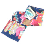Multicolor Sorbonne Library Inspired Printed Silk Scarf / LONGCHAMP