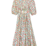 Multicolor ULANI Floral Print Cotton Poplin Cut-out Midi Dress / SHONA JOY - Size 36