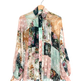 Multicolor WAVELENGTH Floral Pattern Smock Silk Long Sleeves Blouse / ZIMMEMANN - Size 0