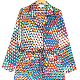 Multicolor Geometrical Print Flowy Belted Jacket / CECILE HOB - Size M