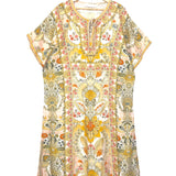 Mustard Baroque Floral Lauren Kaftan Linen Midi Dress / ZIMMERMANN - SIze 3